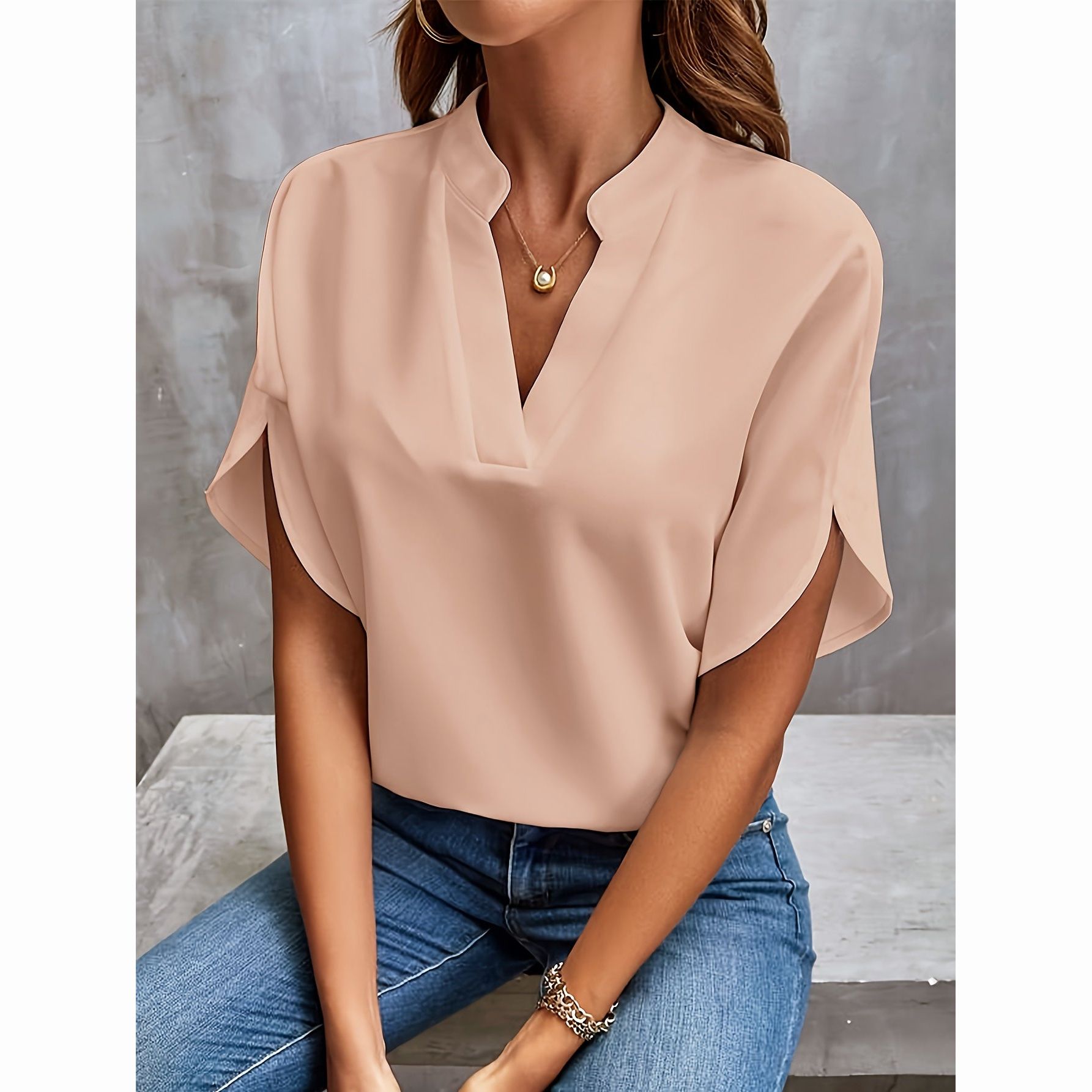 Lisa - Elegante Korte Splitmouw Blouse